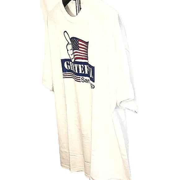 SAN DIEGO T-Shirt Sz 2XL WHITE Crewneck American Flag GRATEFUL Patriotic Flag - Picture 5 of 11